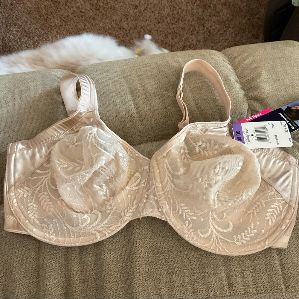 Vintage Vanity Fair Sheer Botantical Full Figure Underwire Bra Size 38DD - Picture 2 of 10